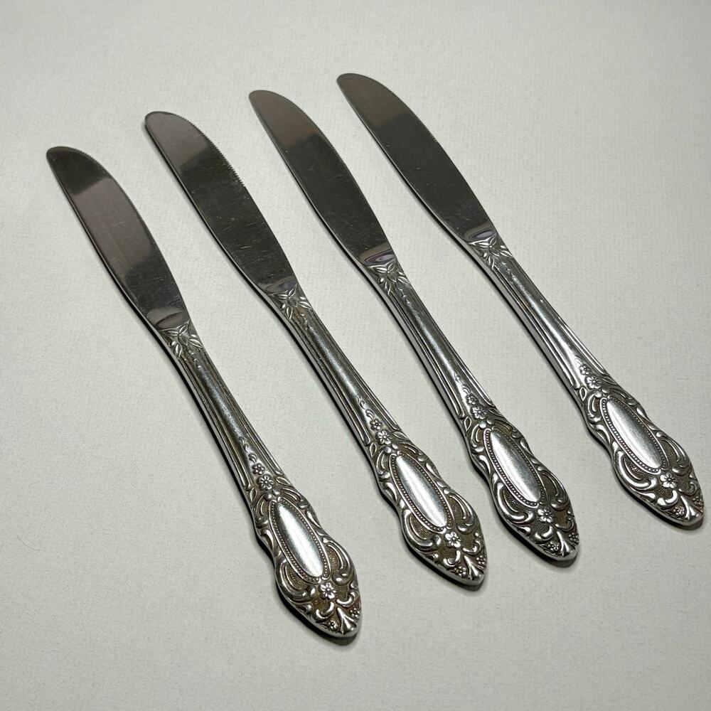 United Silver Co Artistic Rose Modern Hollow Knife Stainless 4pcs Flatware - Picture 4 of 5